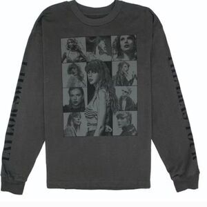 Taylor Swift  The Eras Tour Unisex Long Sleeve Grey Black T-Shirt Sz L